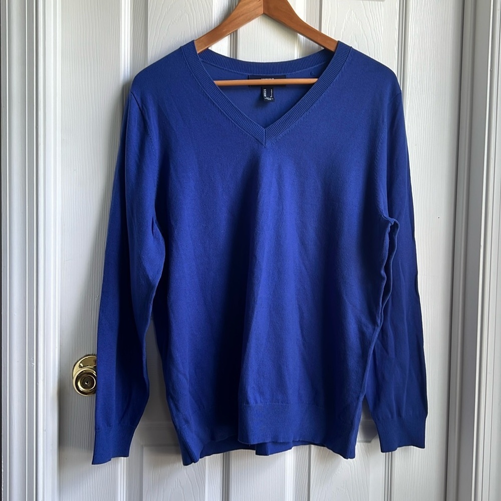 Lands’ End V-Neck Sweater – Women’s Large, Blue